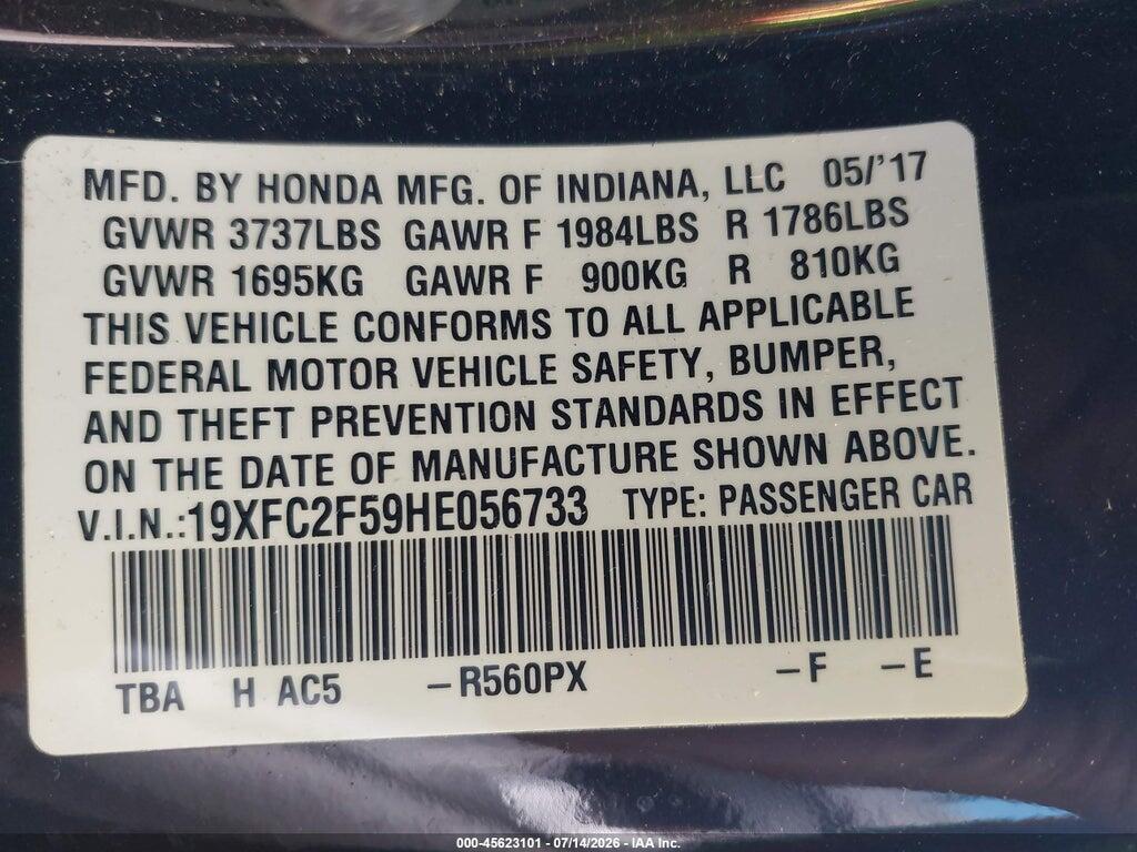 19XFC2F59HE056733 2017 HONDA CIVIC photo no. 9