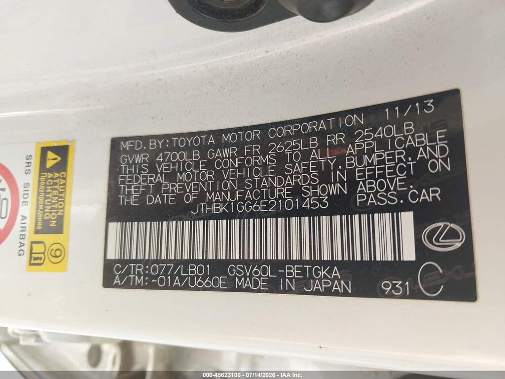 JTHBK1GG6E2101453 2014 LEXUS ES 350 photo no. 9