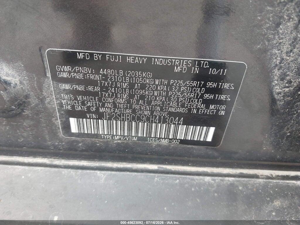 JF2SHBCC9CH413044 2012 SUBARU FORESTER photo no. 9