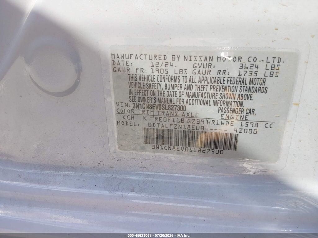 3N1CN8EV0SL827300 2025 NISSAN VERSA photo no. 9