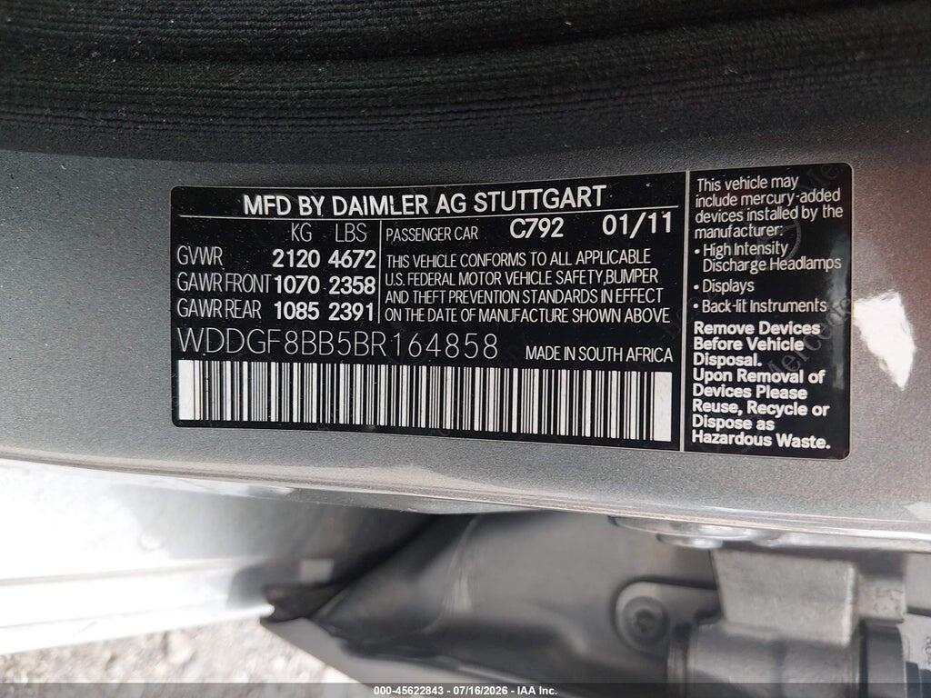 WDDGF8BB5BR164858 2011 MERCEDES-BENZ C 300 photo no. 9
