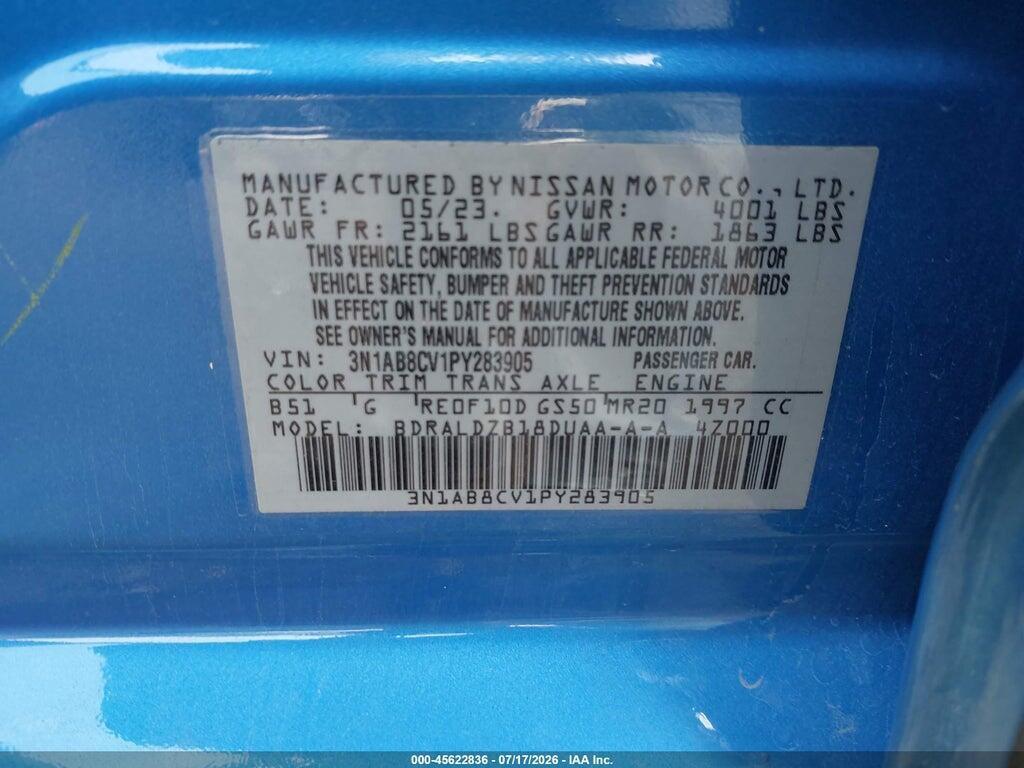 3N1AB8CV1PY283905 2023 NISSAN SENTRA photo no. 9