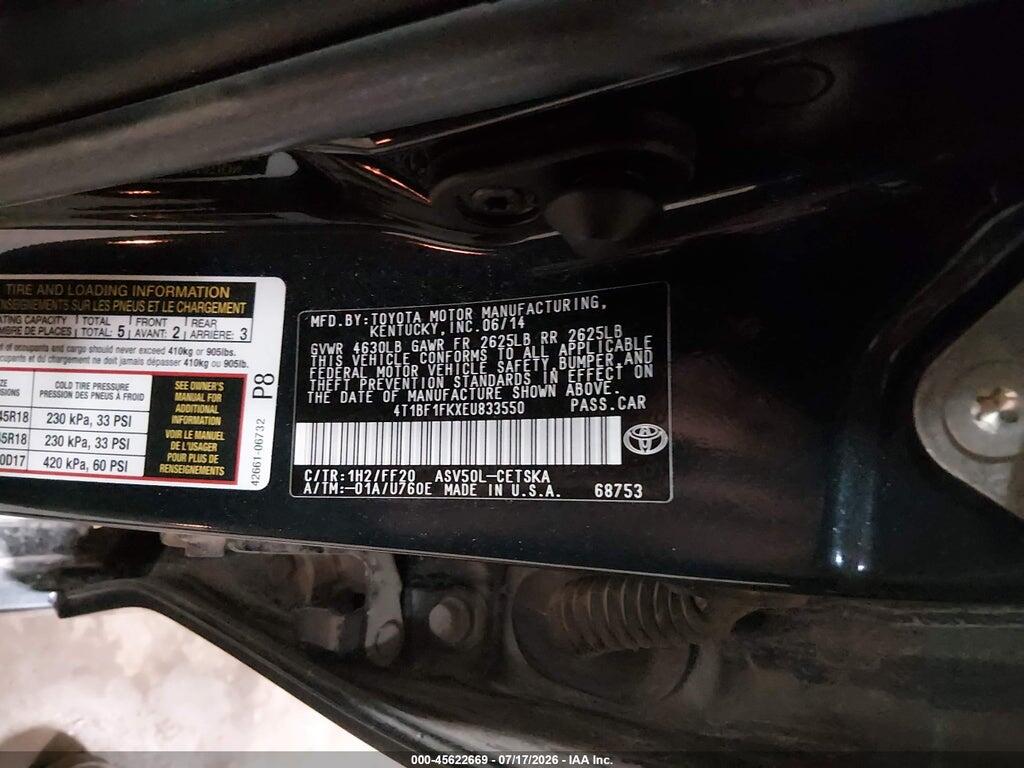 4T1BF1FKXEU833550 2014 TOYOTA CAMRY photo no. 9