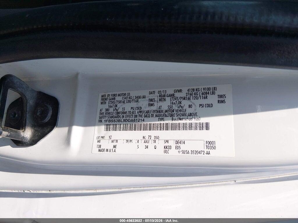 1FBSS3BL5DDA61214 2013 FORD E-350 SUPER DUTY photo no. 9