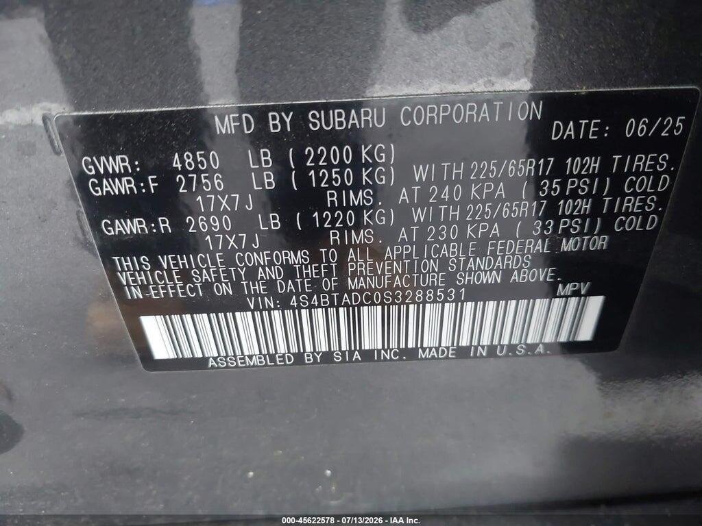 4S4BTADC0S3288531 2025 SUBARU OUTBACK photo no. 9
