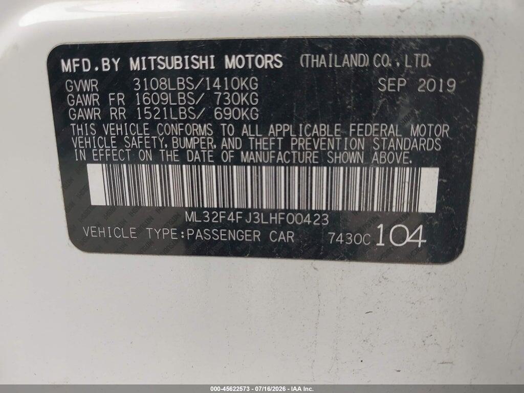 ML32F4FJ3LHF00423 2020 MITSUBISHI MIRAGE G4 photo no. 9