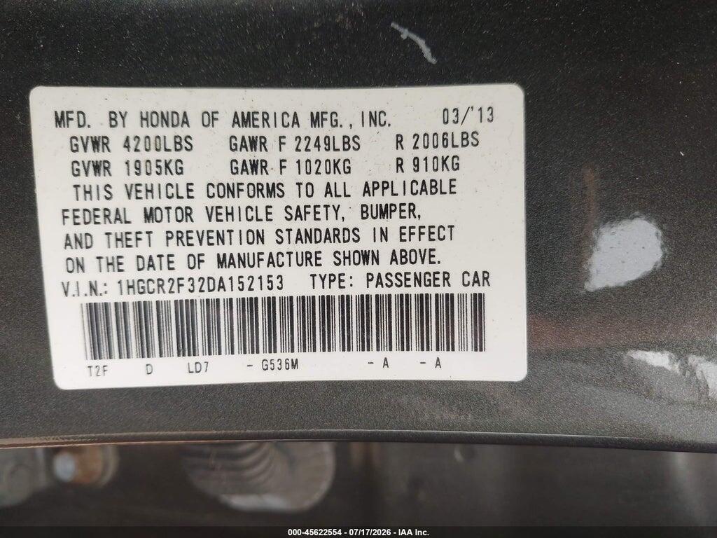 1HGCR2F32DA152153 2013 HONDA ACCORD photo no. 9