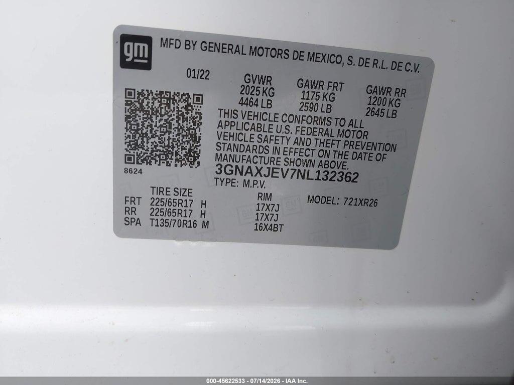 3GNAXJEV7NL132362 2022 CHEVROLET EQUINOX photo no. 9