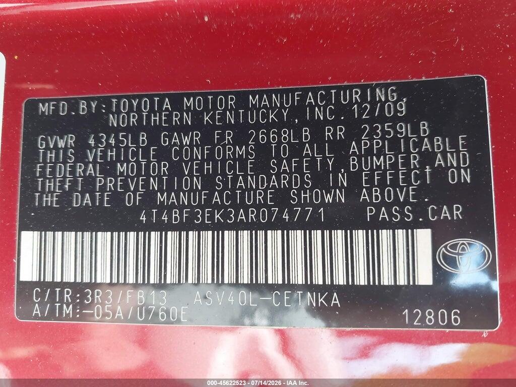 4T4BF3EK3AR074771 2010 TOYOTA CAMRY photo no. 9