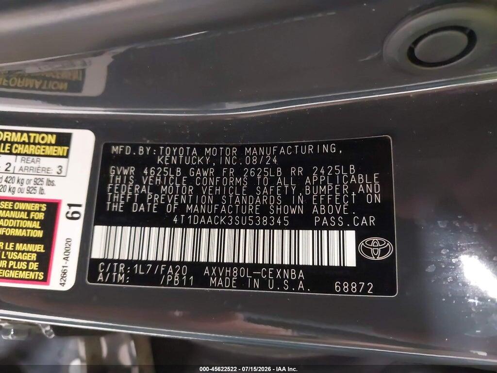 4T1DAACK3SU538345 2025 TOYOTA CAMRY photo no. 9