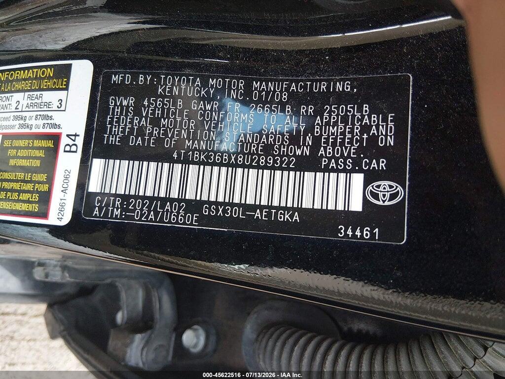 4T1BK36BX8U289322 2008 TOYOTA AVALON photo no. 9
