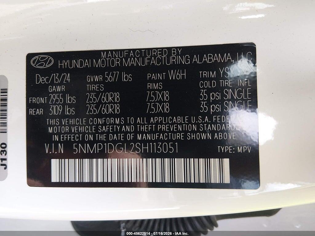 5NMP1DGL2SH113051 2025 HYUNDAI SANTA FE photo no. 9