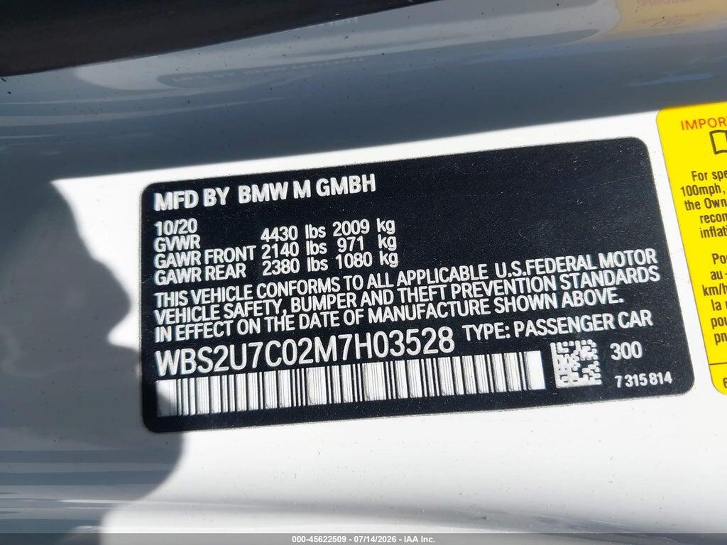 WBS2U7C02M7H03528 2021 BMW M2 photo no. 9