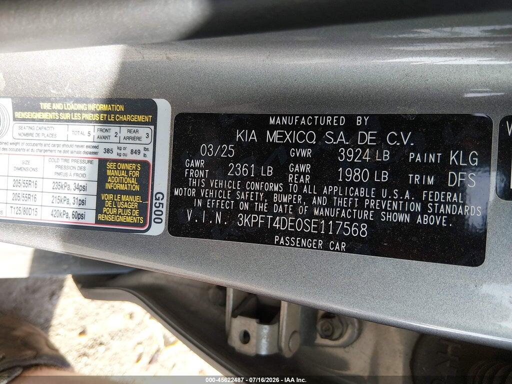 3KPFT4DE0SE117568 2025 KIA K4 photo no. 9