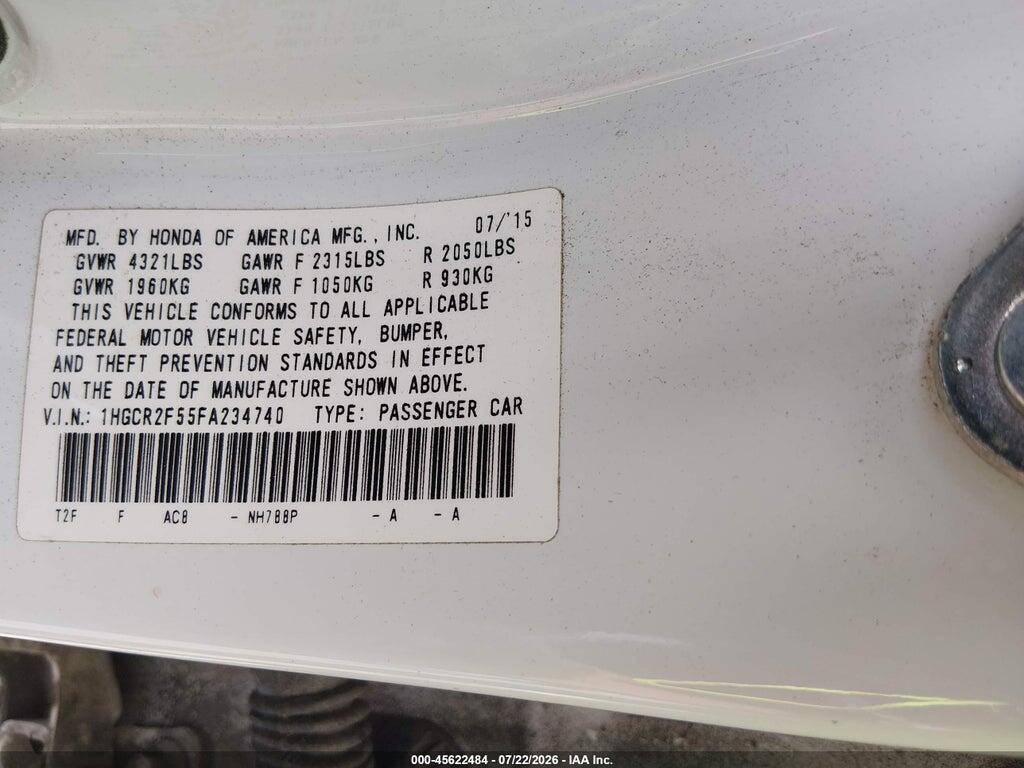 1HGCR2F55FA234740 2015 HONDA ACCORD photo no. 9