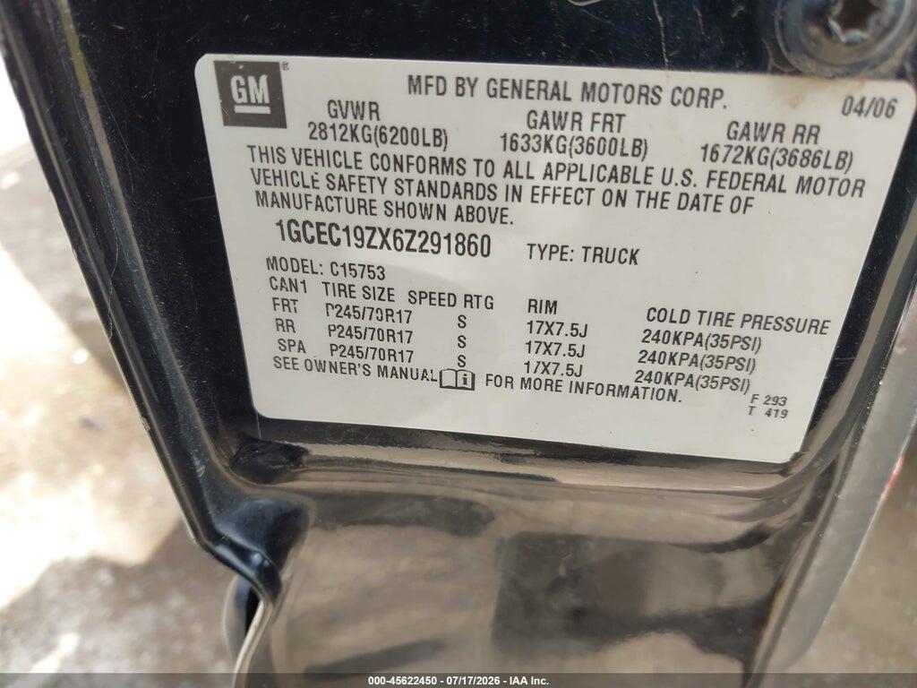 1GCEC19ZX6Z291860 2006 CHEVROLET SILVERADO 1500 photo no. 9