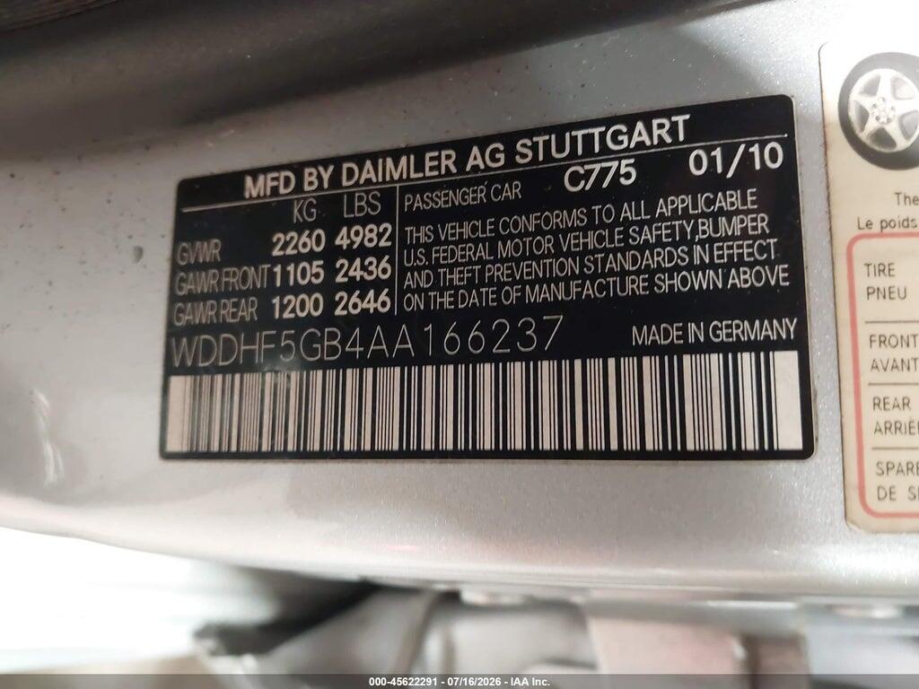 WDDHF5GB4AA166237 2010 MERCEDES-BENZ E 350 photo no. 9