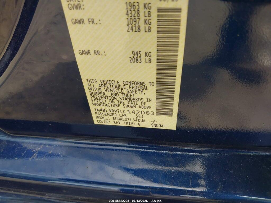 1N4BL4BV7LC142063 2020 NISSAN ALTIMA photo no. 9
