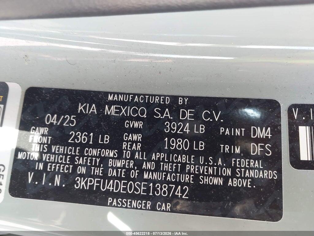3KPFU4DE0SE138742 2025 KIA K4 photo no. 9