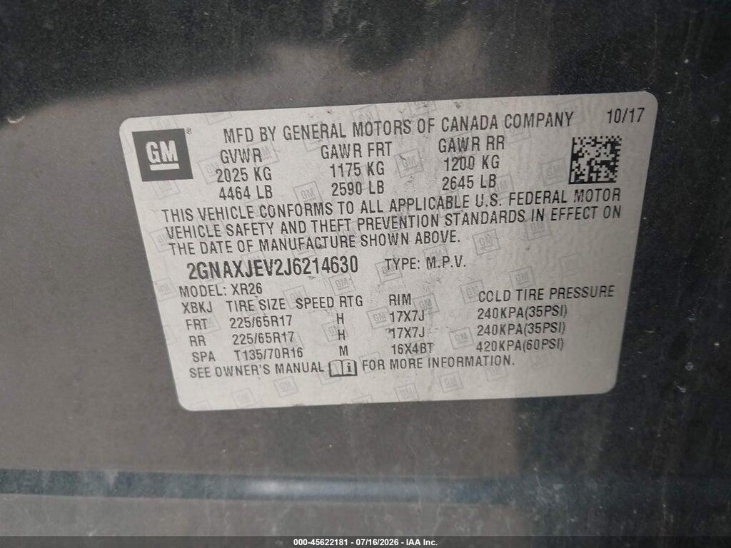 2GNAXJEV2J6214630 2018 CHEVROLET EQUINOX photo no. 9