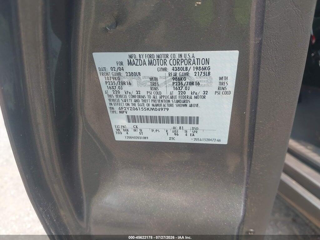 4F2YZ06155KM04979 2005 MAZDA TRIBUTE photo no. 9