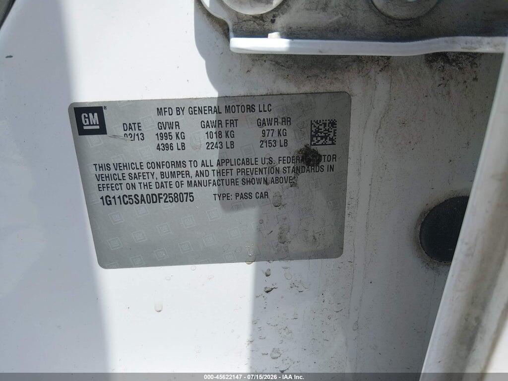 1G11C5SA0DF258075 2013 CHEVROLET MALIBU photo no. 9