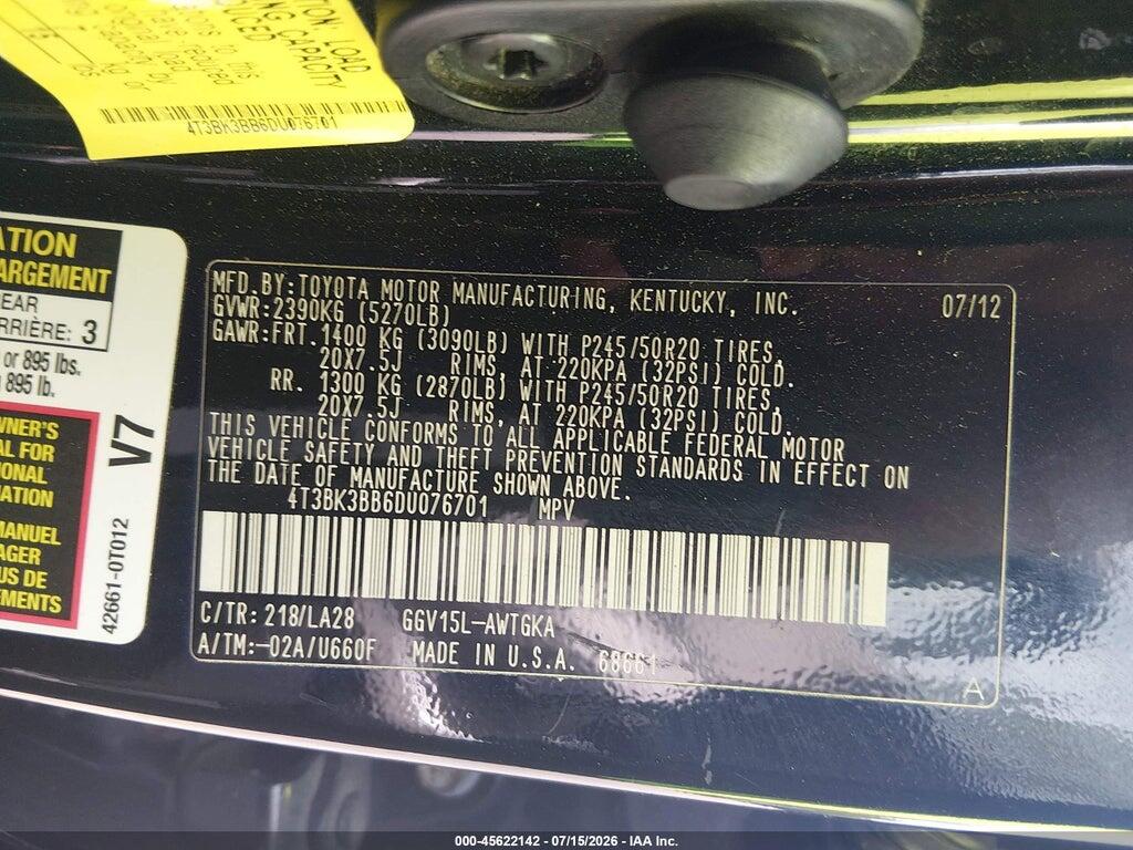 4T3BK3BB6DU076701 2013 TOYOTA VENZA photo no. 9