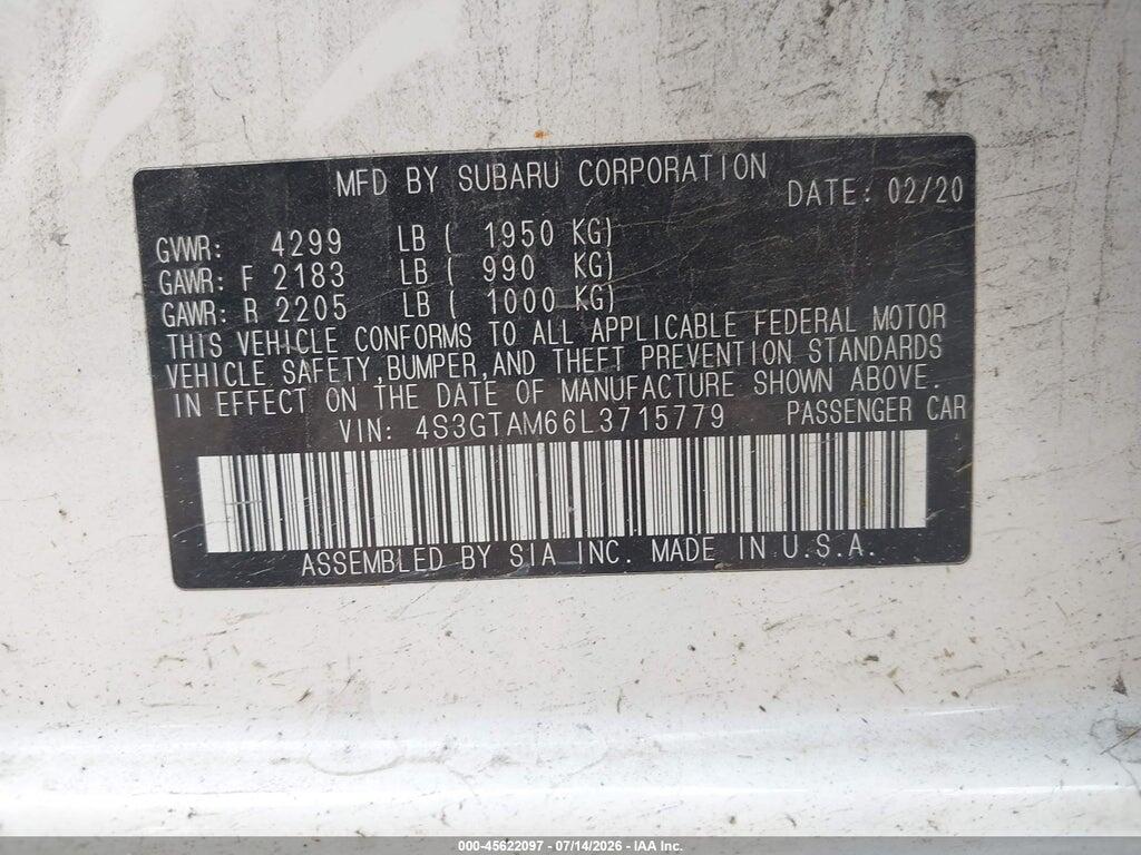4S3GTAM66L3715779 2020 SUBARU IMPREZA photo no. 9