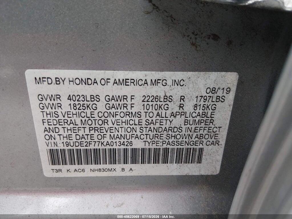 19UDE2F77KA013426 2019 ACURA ILX photo no. 9