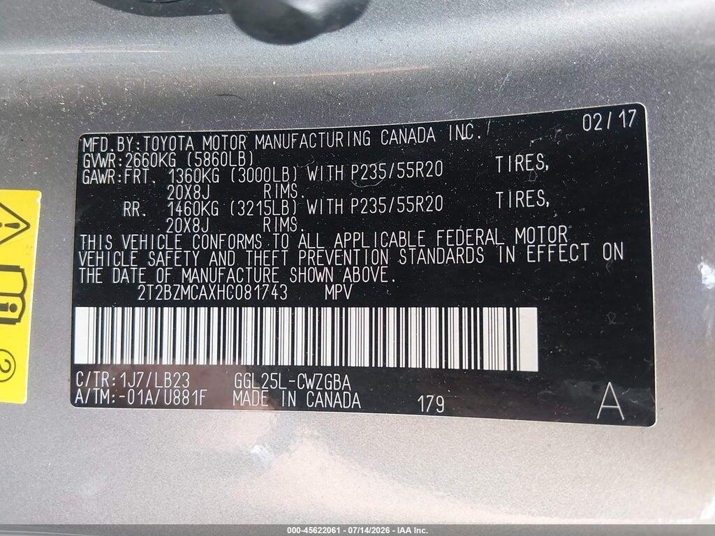 2T2BZMCAXHC081743 2017 LEXUS RX 350 photo no. 9