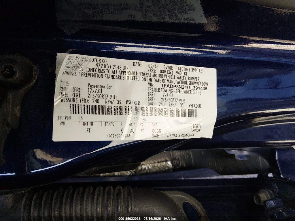 1FADP3N24GL391435 2016 FORD FOCUS photo no. 9