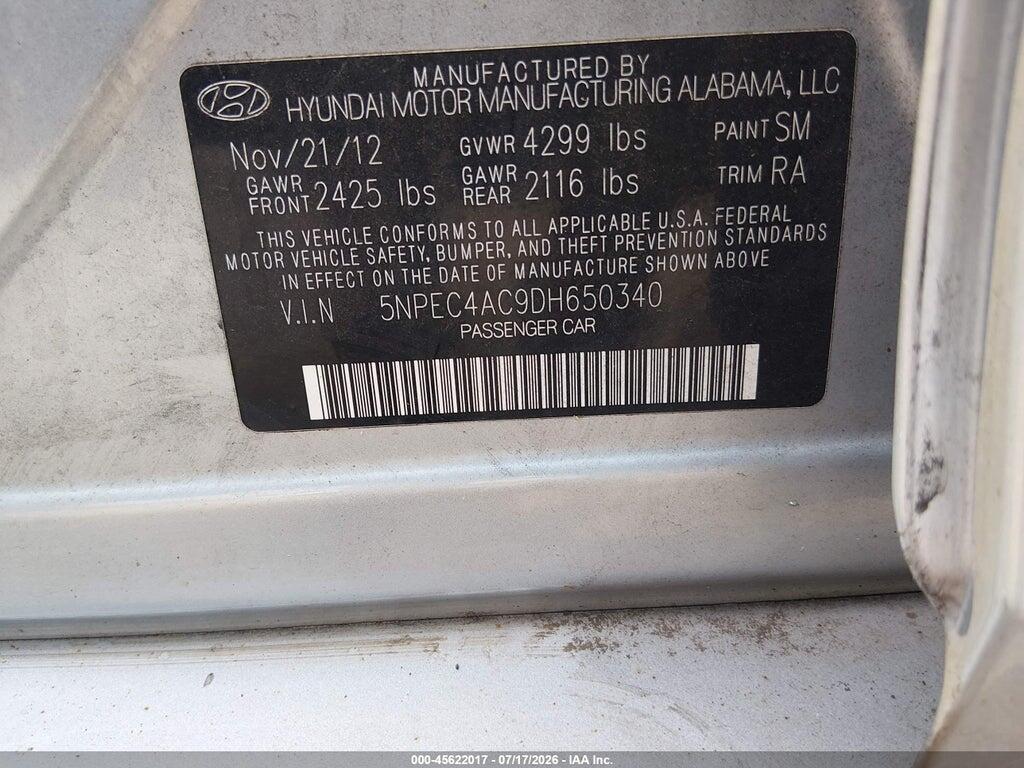 5NPEC4AC9DH650340 2013 HYUNDAI SONATA photo no. 9