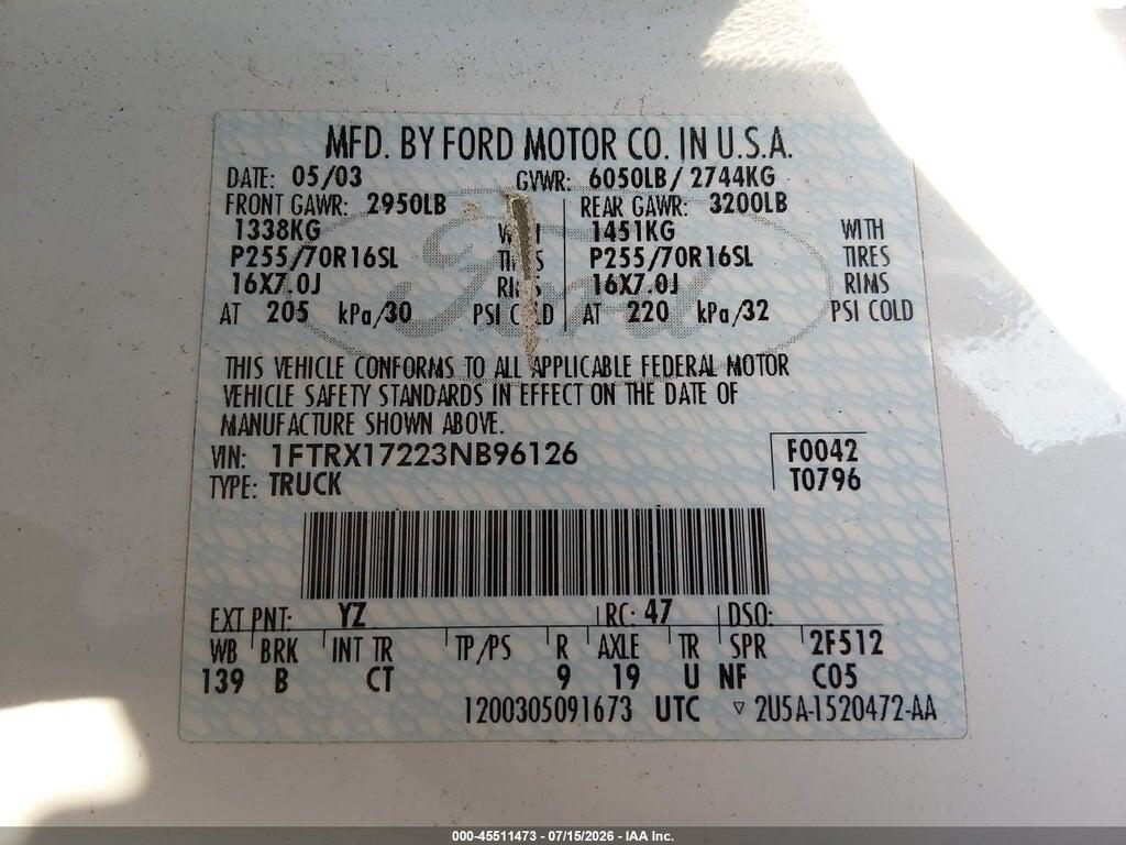 1FTRX17223NB96126 2003 FORD F-150 photo no. 9