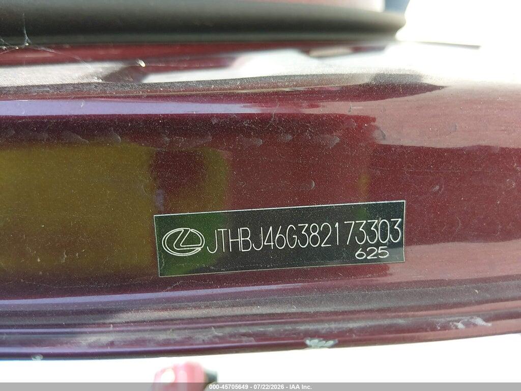 JTHBJ46G382173303 2008 LEXUS ES 350 photo no. 12