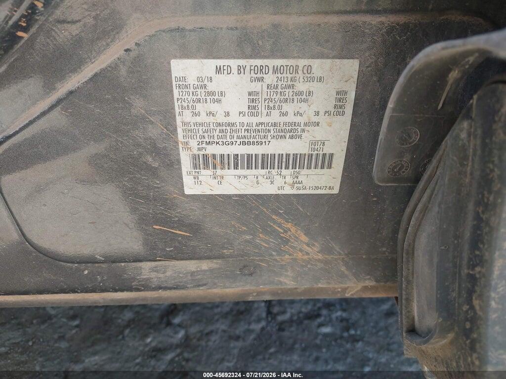 2FMPK3G97JBB85917 2018 FORD EDGE photo no. 9