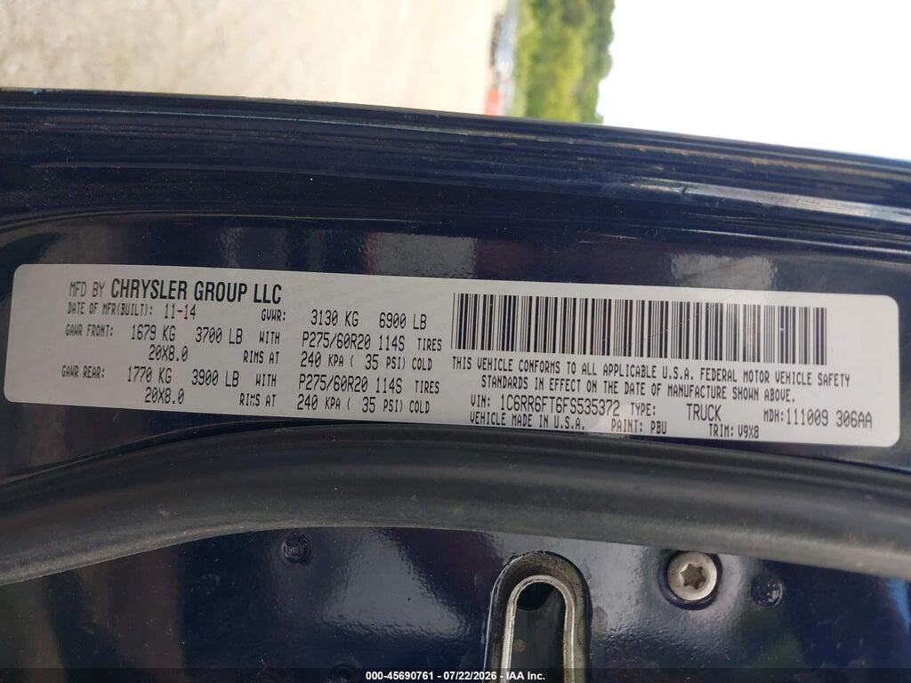 1C6RR6FT6FS535372 2015 RAM 1500 photo no. 9