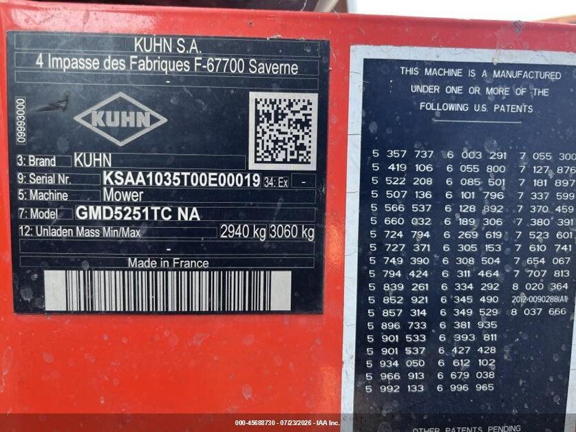 KSAA1035T00E00019 2022 KUHN GMD 5251 TC photo no. 5