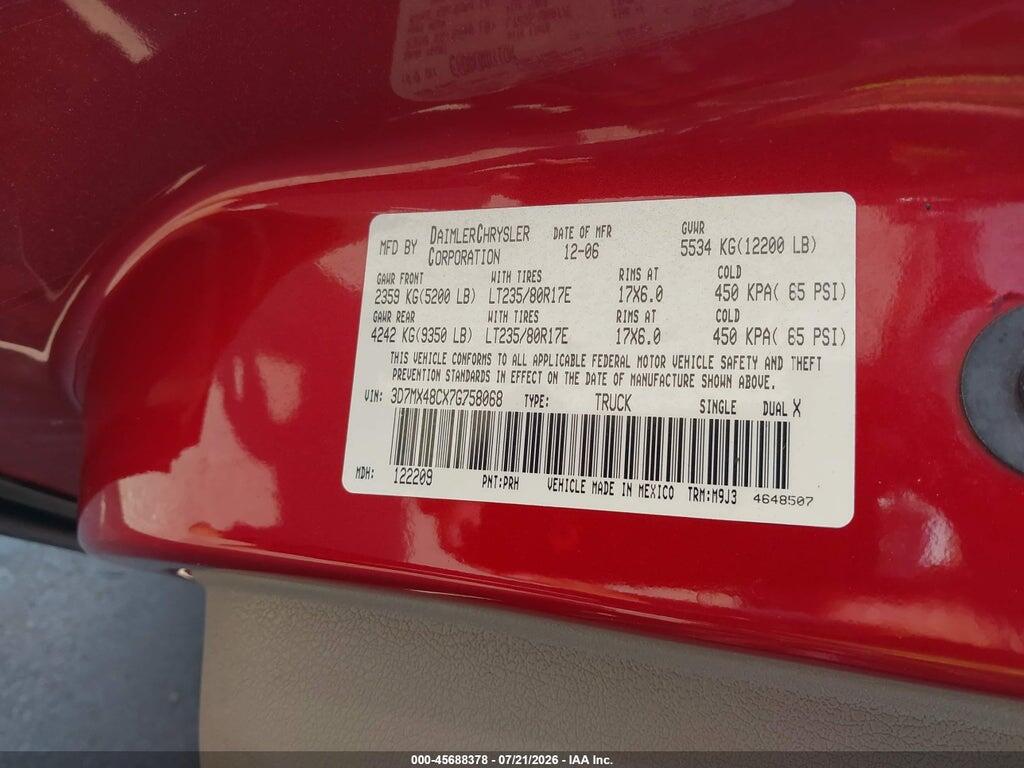 3D7MX48CX7G758068 2007 DODGE RAM 3500 photo no. 8