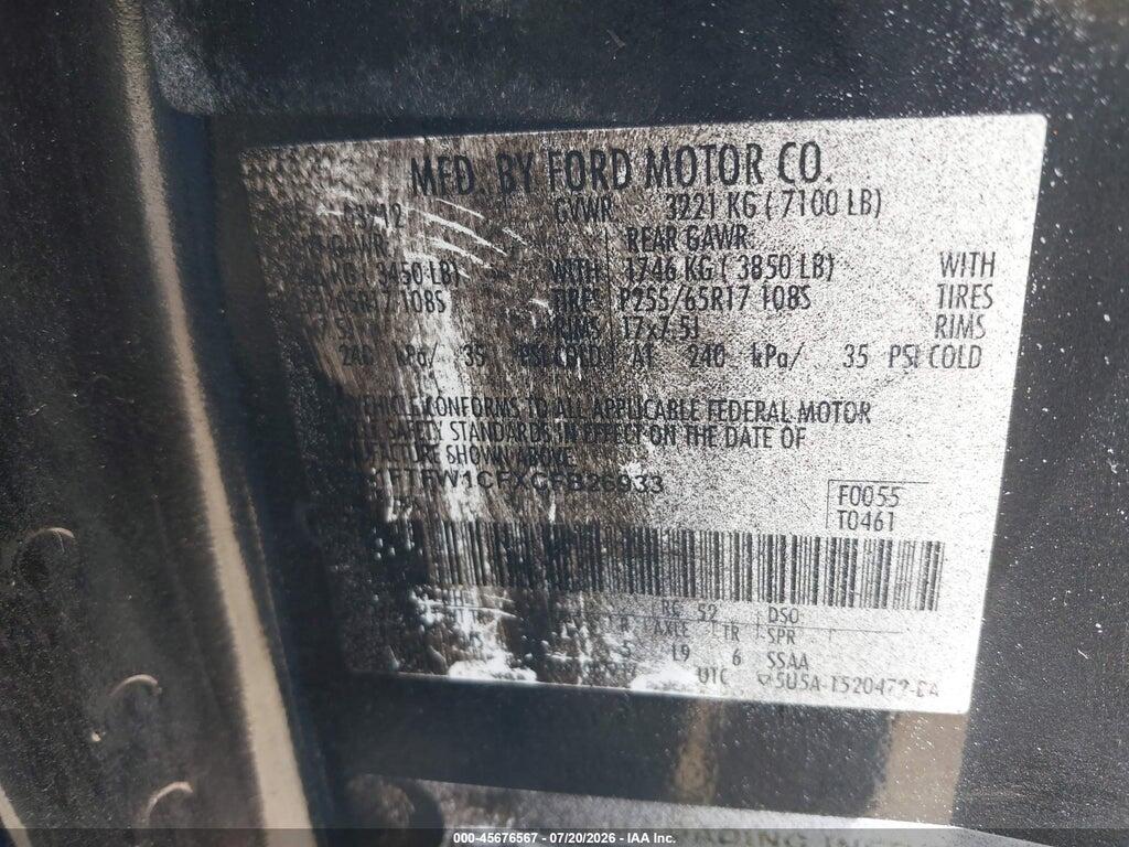 1FTFW1CFXCFB26933 2012 FORD F-150 photo no. 9