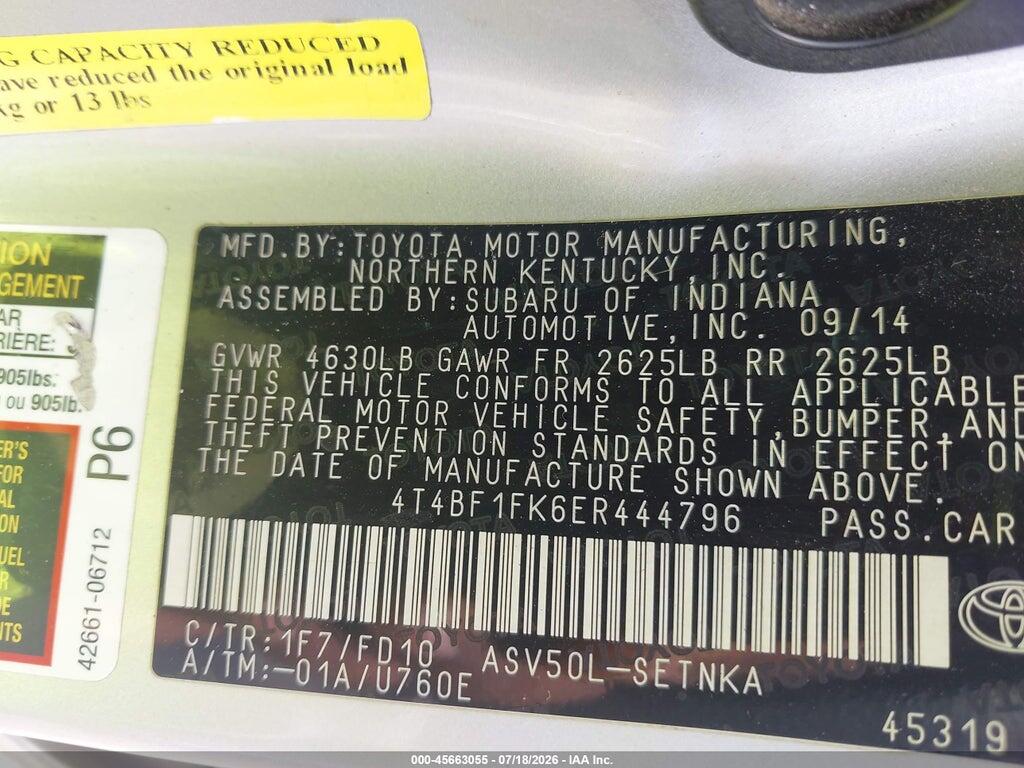 4T4BF1FK6ER444796 2014 TOYOTA CAMRY photo no. 9