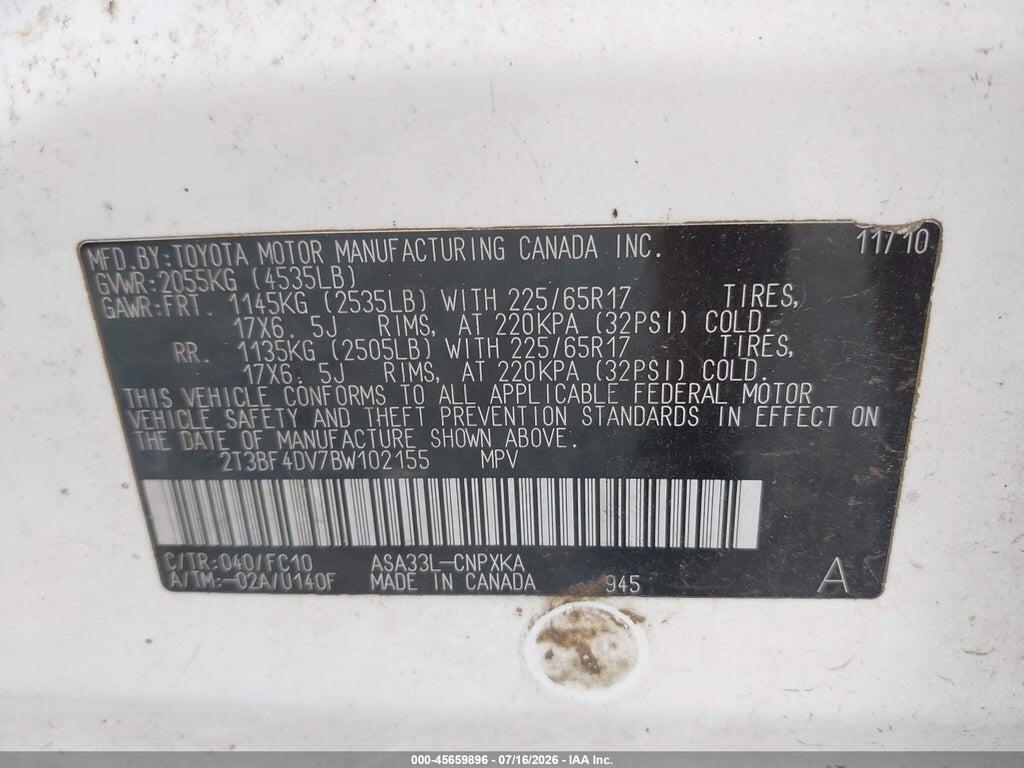 2T3BF4DV7BW102155 2011 TOYOTA RAV4 photo no. 9