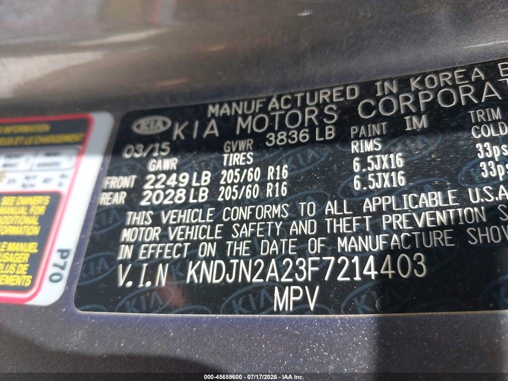 KNDJN2A23F7214403 2015 KIA SOUL photo no. 9