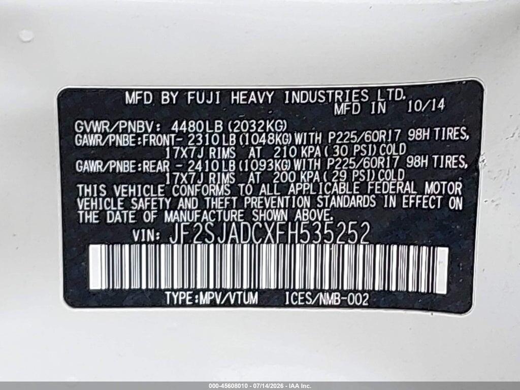 JF2SJADCXFH535252 2015 SUBARU FORESTER photo no. 9
