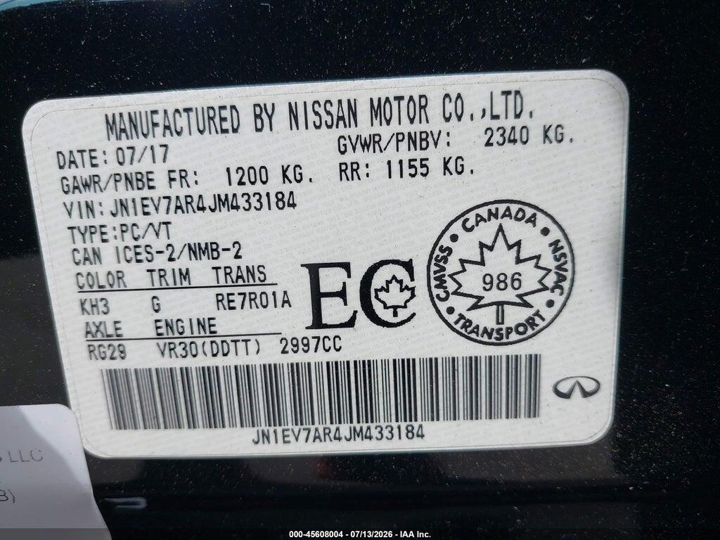 JN1EV7AR4JM433184 2018 INFINITI Q50 photo no. 9