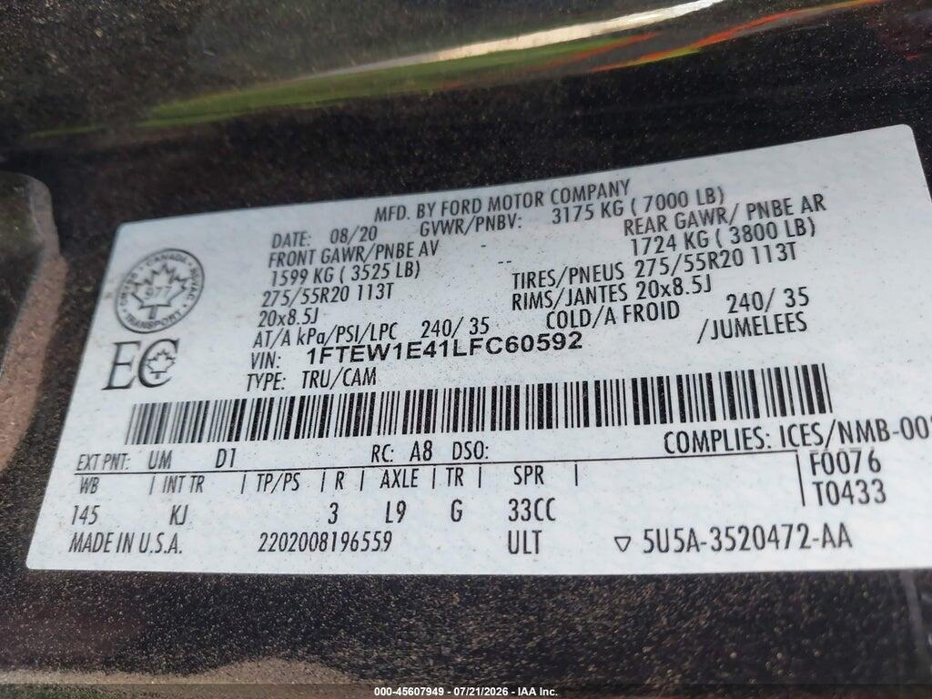 1FTEW1E41LFC60592 2020 FORD F-150 photo no. 9