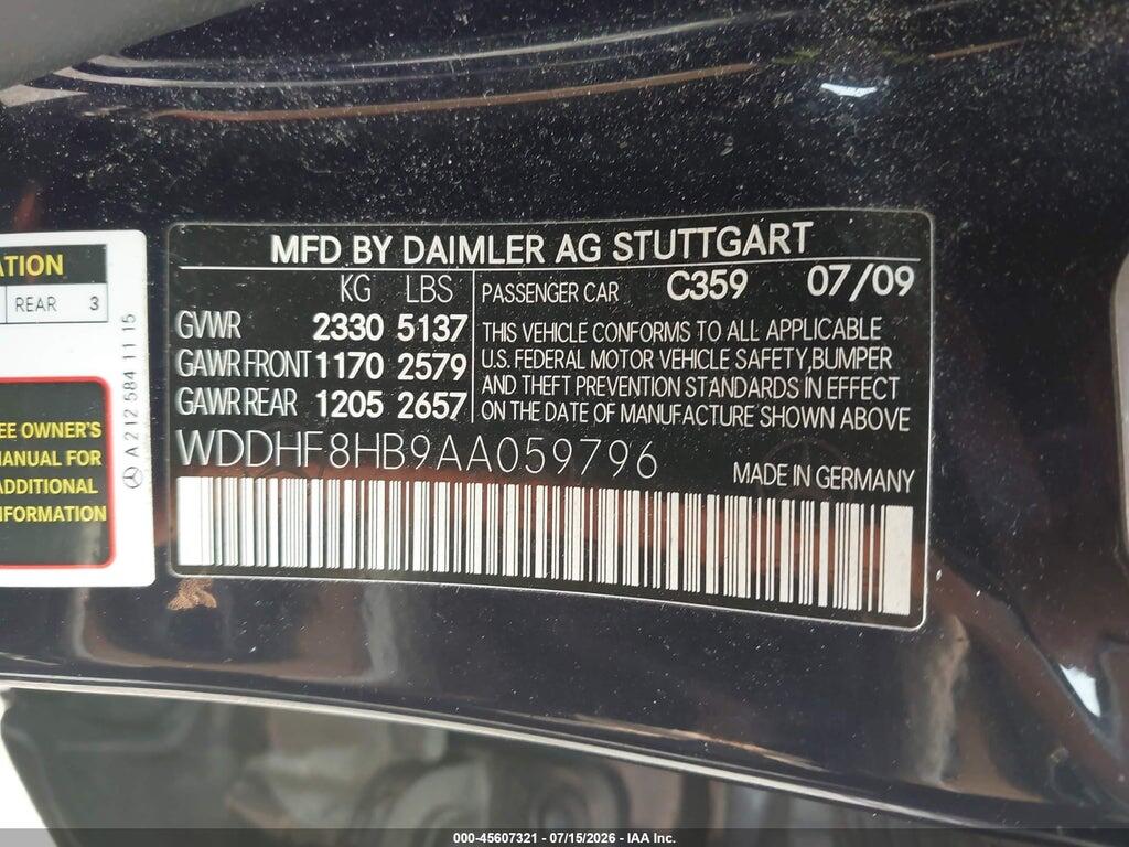 WDDHF8HB9AA059796 2010 MERCEDES-BENZ E 350 photo no. 9