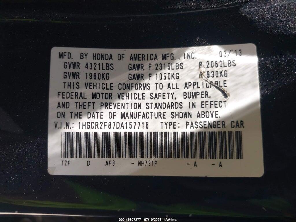 1HGCR2F87DA157716 2013 HONDA ACCORD photo no. 9