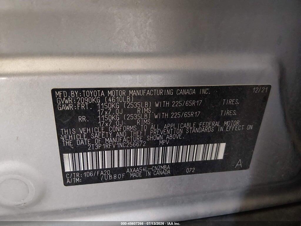 2T3P1RFV1NC256672 2022 TOYOTA RAV4 photo no. 9