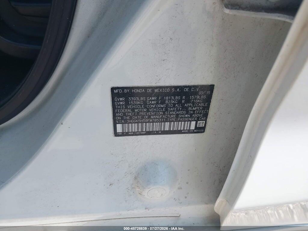 3HGGK5H59FM785311 2015 HONDA FIT photo no. 9