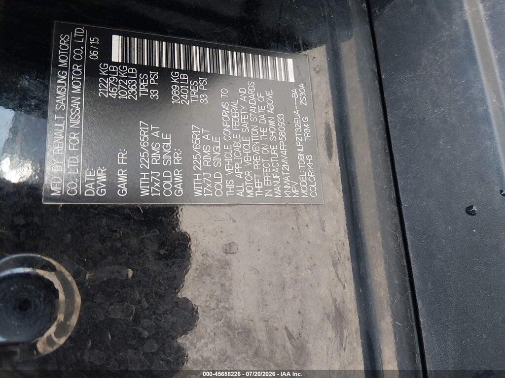 KNMAT2MV4FP580933 2015 NISSAN ROGUE photo no. 9